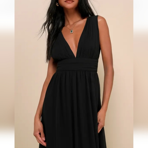 Lulus NWOT Heavenly Hues Black Maxi Dress Size L - Picture 3 of 11